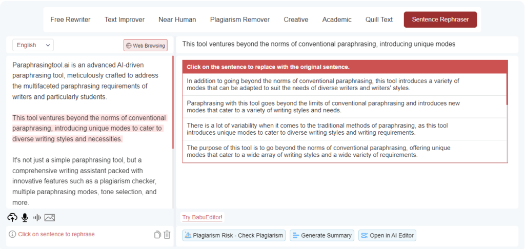 best ai paraphrasing tool free